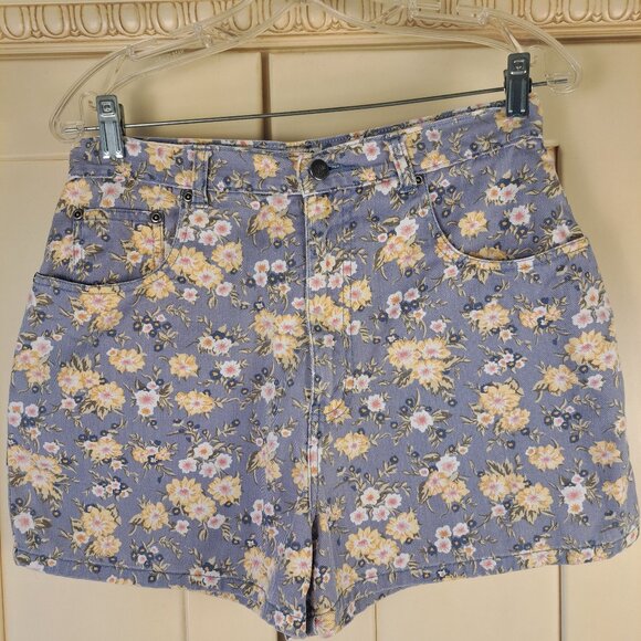 Stefano International Blue Denim Floral High Waist Vintage Sz 14 Y2K Shorts - Picture 1 of 11